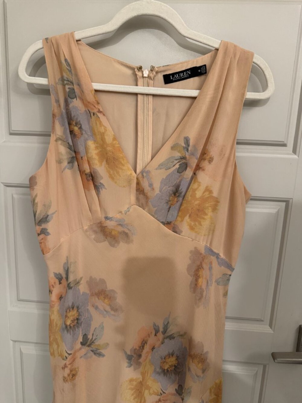Lauren Ralph Lauren Floral Georgette V- Neck Midi Dress | size: 12